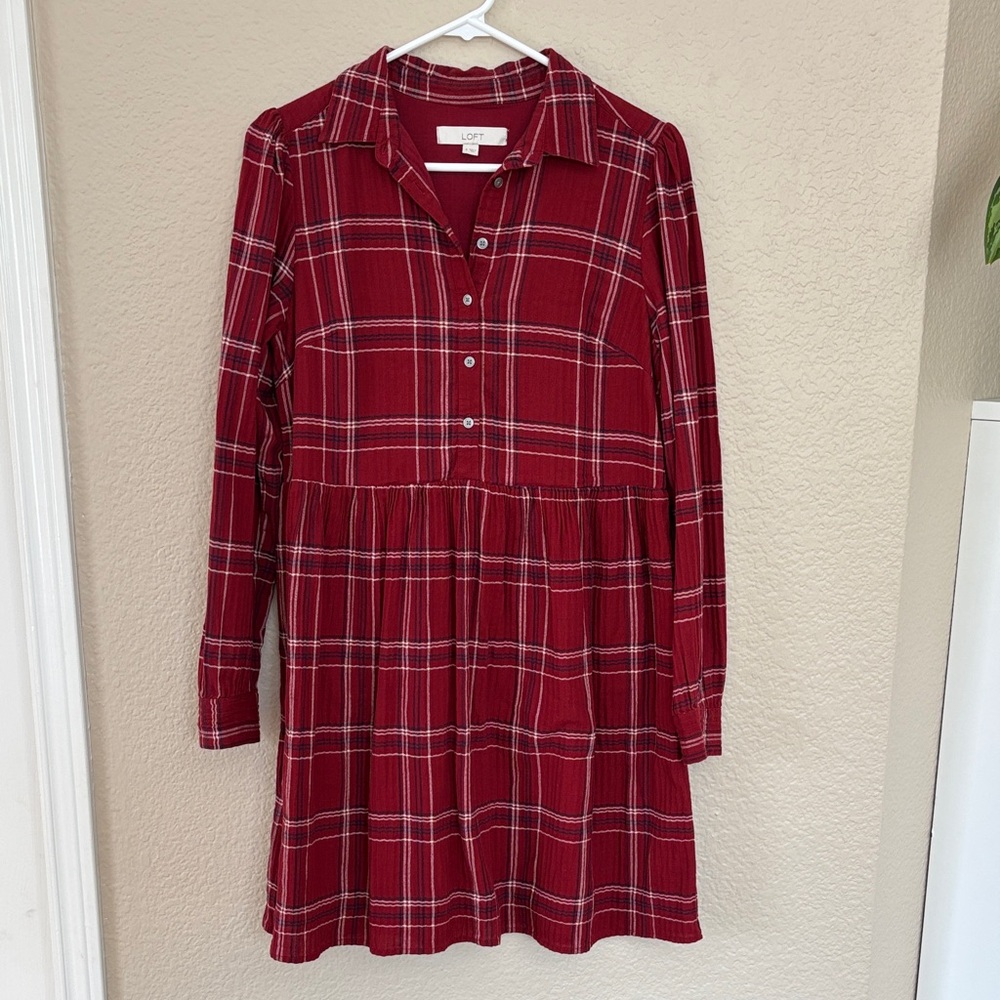 LOFT size S Plaid Shirt Dress
